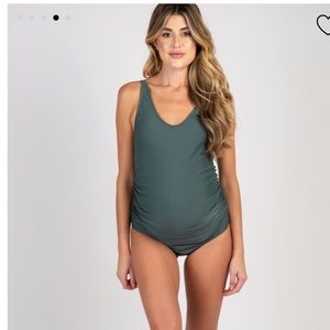 Pink blush one piece maternity swimsuit